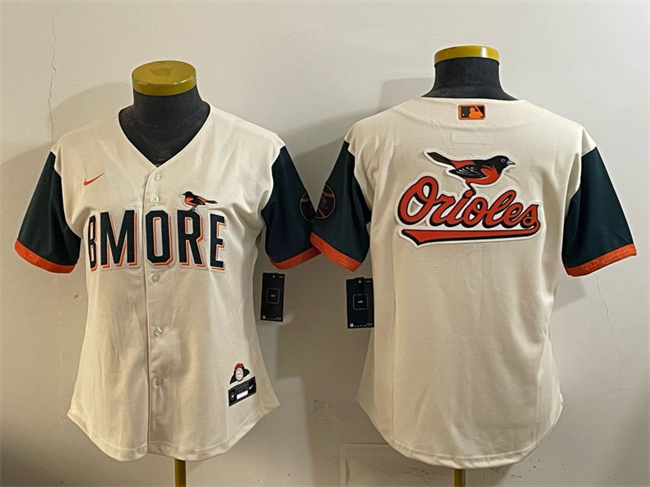 Youth Baltimore Orioles Team Big Logo Natural 2026 City Connect Stadium Stitched Baseball Jersey